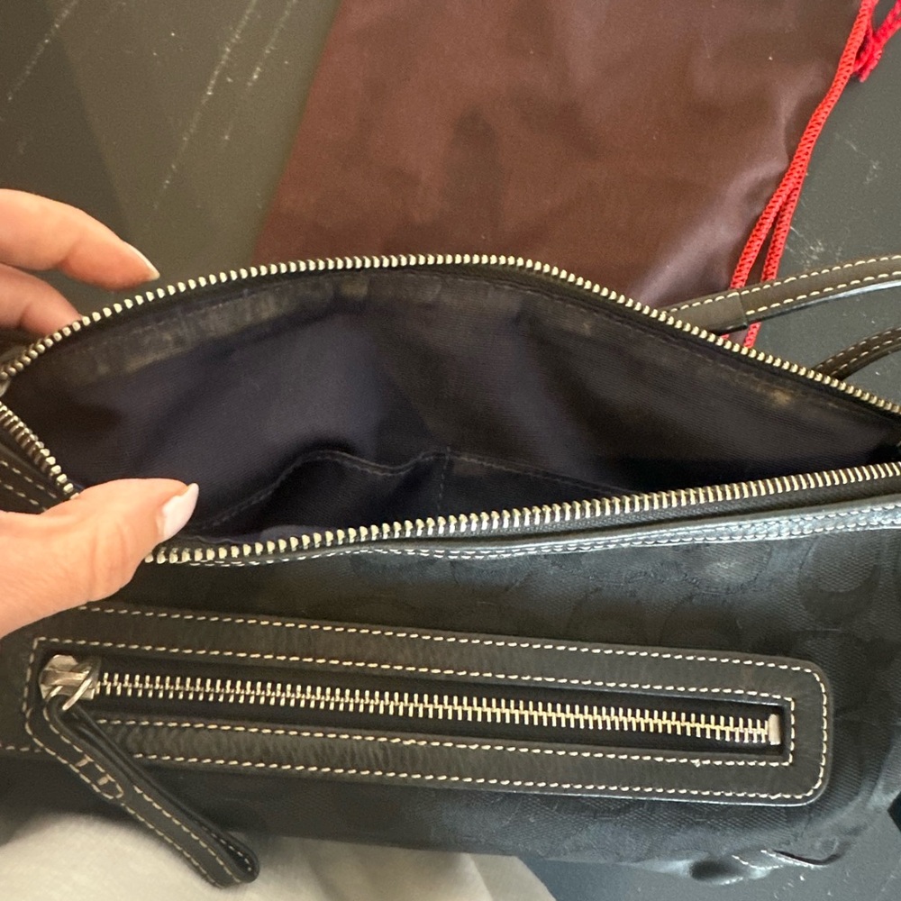 Coach Black Shoulder Bag with Structured Design and Silver Hardware - Picture 16 of 16